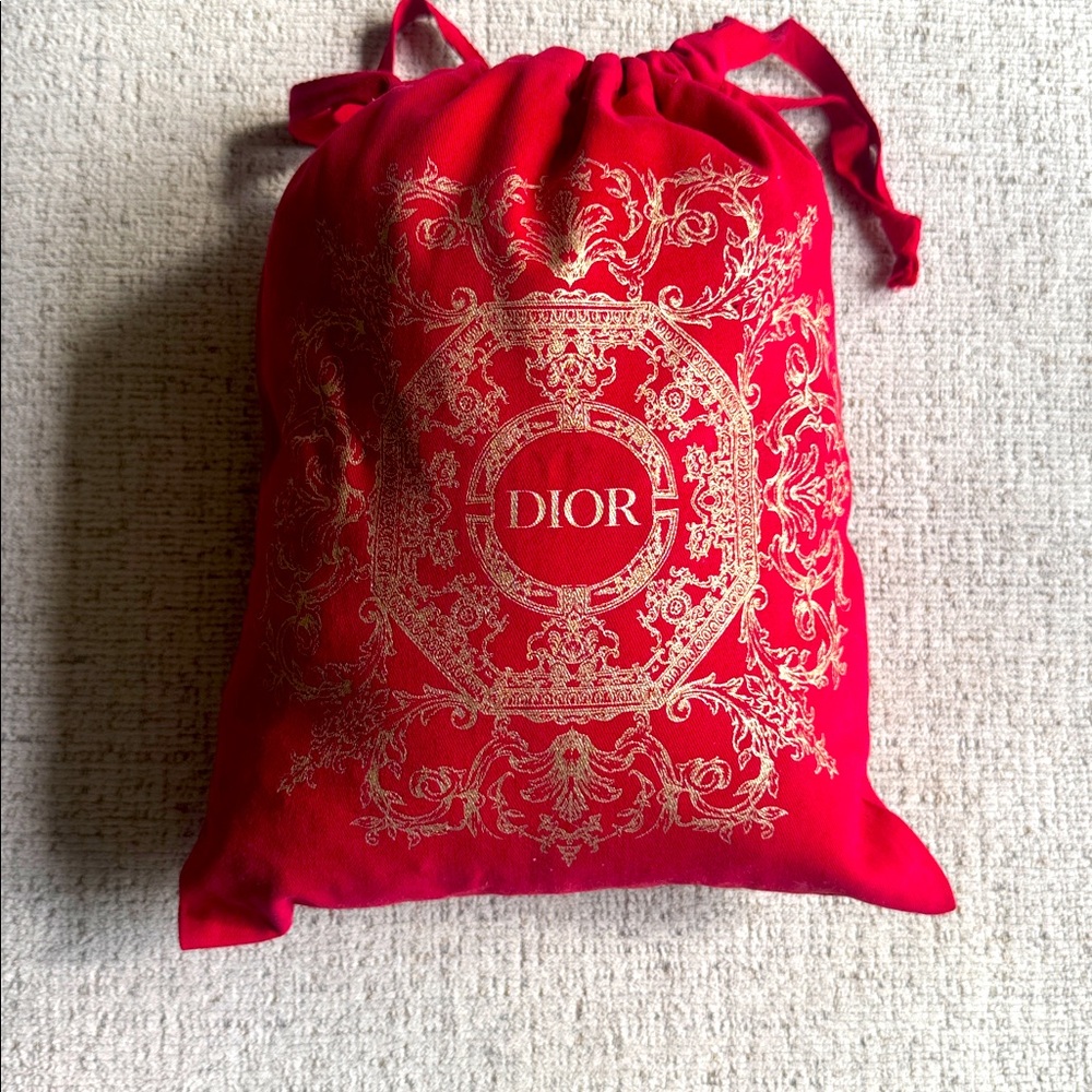 Dior Lunar New Year Drawstring Pouch Red &Gold